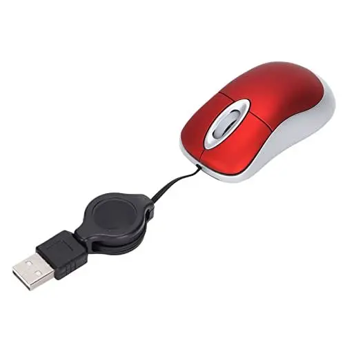 Produktbild: Kabelgebundene Maus, Optische -Reise-USB-Maus mit Einziehbarem Kabel Portable 1600 DPI Optische Auflösung USB-Mäuse 3-Wege-Rad-Design-Computerzubehör, Plug and Play, für