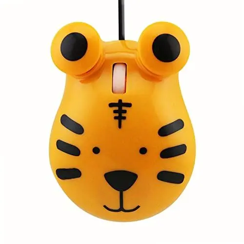 Produktbild: Kabelgebundene Maus, Tigerform, kabelgebundene Maus, niedliche Tier-Cartoon-Maus, tragbare kleine kabelgebundene Reisemaus, geeignet für Computer, Laptops, Schulen, Heimbüros, Kindergeschenke (Orange)