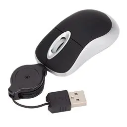 Produktbild: Kabelgebundene USB-Maus, 68 cm Einziehbares Kabel, Tragbare Maus für Computer und Laptops, Kompakte Reisemaus, Verstellbare Kabelmaus