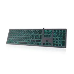 Produktbild: Kabelgebundene USB-Tastatur Slim - Aluminiumgehäuse Mit Numerischer Tastatur, RGB-Hintergrundbeleuchtung, Kompatibel Mit iMac (2016 und 2017, Pro) und PC (Space Grey)