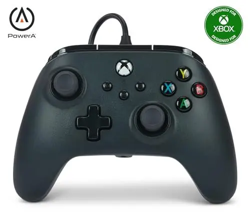 Produktbild: Kabelgebundener PowerA Controller für Xbox Series X|S und Windows 10/11 - Schwarz, Gamepad, kabelgebundener Videospiel-Controller, Gaming-Controller, kompatibel mit Xbox One, Offiziell lizensiert