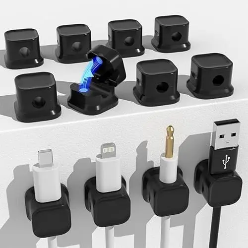 Produktbild: Kabelhalter Kabelclips Kabel Management, 12 Pack Magnetische Schreibtisch Kabel Organizer,für Schreibtisch,Nachttisch, Ladekabeln, USB