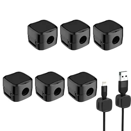 Produktbild: Kabelhalter Kabelclips Kabel Management 6 Pack Kabelclips Selbstklebend Magnetisch Klebriger Kabel Organizer Magnet Kabelhalter für Die Aufbewahrung Organisation Kabel und Datenkabeln -Schwarz