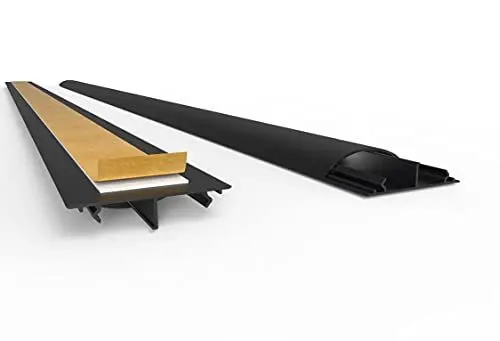 Produktbild: Kabelkanal Halbrund Selbstklebend 5 x 1,2 x 40 cm B x H x L, Schwarz, bis zu 4 Kabel, PVC Kabelbrücke Fußboden Stolperschutz