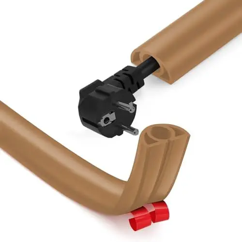 Produktbild: Kabelkanal Selbstklebend Flexibel Kabelschutz - 3M x 25mm x 13mm Flexibler Kabelkanal, Kabelkanal Boden Flach, Kabelkanal Flexibel für Haus, Büro, Schule, Lager(1 Dicke Kabel / 3M, Braun)