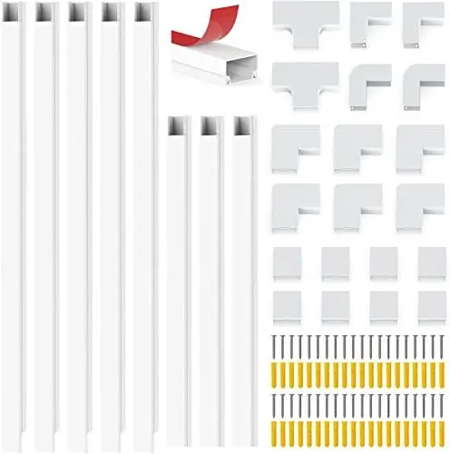 Produktbild: Kabelkanal Selbstklebend Weiss, Kabelkanal, Mini Kabel Verstecken, Kabelschacht zum Verstecken von Kabel, Kabelkanal Selbstklebend Weiss für alle Netzkabel in Haushalt/Büro (PVC-10 * 0.4m-GM)