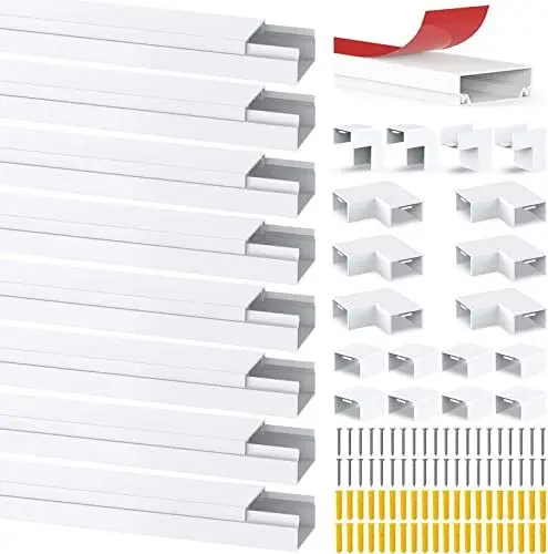 Produktbild: Kabelkanal Selbstklebend Weiss, Kabelkanal, Mini Kabel Verstecken, Kabelschacht zum Verstecken von Kabel, Kabelkanal Selbstklebend Weiss für alle Netzkabel in Haushalt/Büro (PVC-8 * 1m-GM)