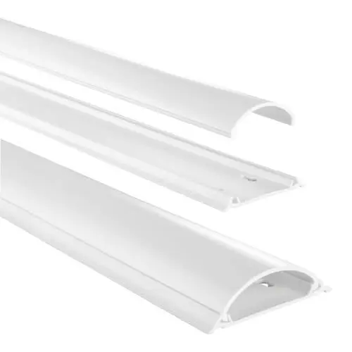 Produktbild: Kabelkanal selbstklebend, 100x7x2,1cm (Platz für bis zu 8 Kabel, 3M Klebestreifen, PVC, streichbar, kürzbar, halbrund, für Schreibtisch, Wand, Sockel, Fußboden etc.) weiß