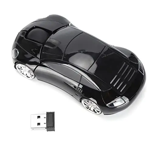 Produktbild: Kabellose 2,4 G USB Automaus, 1600 DPI Sportwagenförmige Maus Verwenden Sie Intelligente Energiespartechnologie, Gaming Mäuse mit USB Empfänger für PC Computer Laptop (Schwarz)