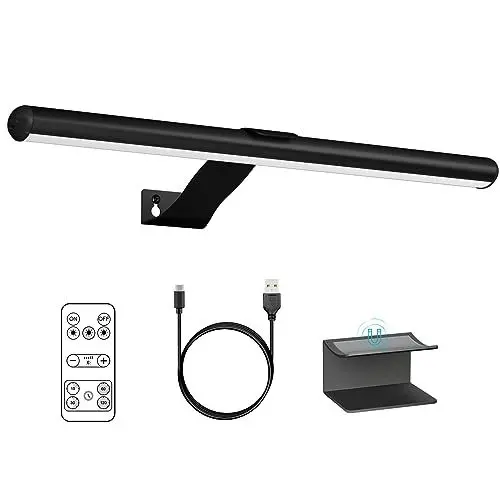Produktbild: Kabellose Bildleuchte mit Fernbedienung, 2 in 1 Bild Beleuchtung Wiederaufladbare mit 3 Beleuchtungsmodi, LED Magnetisch Dart Lampe mit Timer, Akku Bilderleuchte für Malen Foto (Schwarz-40CM)