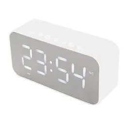 Produktbild: Kabellose Bluetooth-Lautsprecher mit Wecker, Digitaluhr mit Bluetooth-Lautsprecher, Unterstützt FM-Radio, Dual-Alarme, Spiegel-LED-Display, Freisprechen, für Schlafzimmer (Weiß)