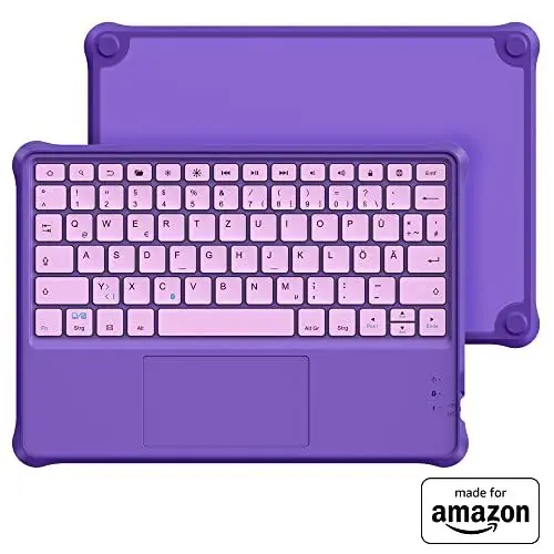 Produktbild: Kabellose Bluetooth-Tastatur „Made for Amazon“ für Kinder, violett, für Fire HD 10 Kids- und Kids Pro-Tablets