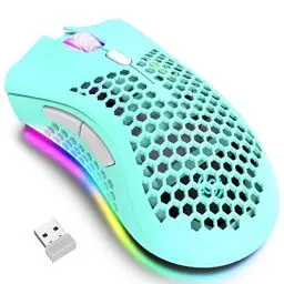 Produktbild: Kabellose Gaming-Maus, Computermaus mit Wabenschale, 7 programmierte Tasten, 3 einstellbare DPI, USB-Empfänger, tragbare, ergonomische optische RGB-Gaming-Maus für Laptop PC/Mac, schwarz (Green)