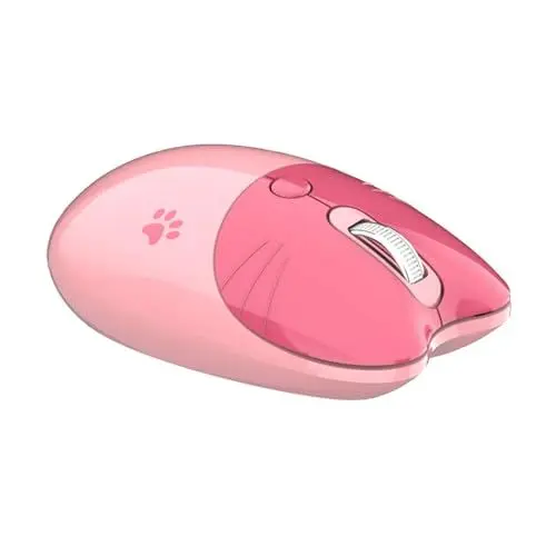 Produktbild: Kabellose Katzenmaus, 1000 1200 1600 3 Stufen DPI 2,4 G, Kabellose, Leise Maus für Mädchen, Mäuse mit USB-Empfänger, Katzen-Motiv-Maus für Computer und Laptop (Sakura-Rosa)