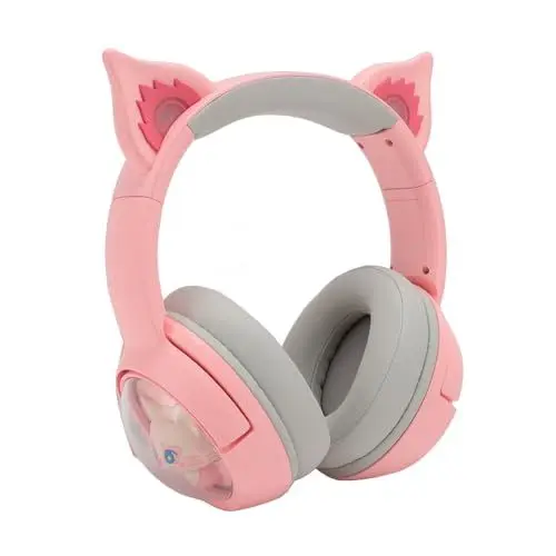 Produktbild: Kabellose Katzenohr-Kopfhörer, Bluetooth 5.3, Kabelloses Gaming-Headset mit RGB-Licht, Niedlicher Over-Ear-Kopfhörer für Win7 8 8.1 10 XP, für ONIKUMA