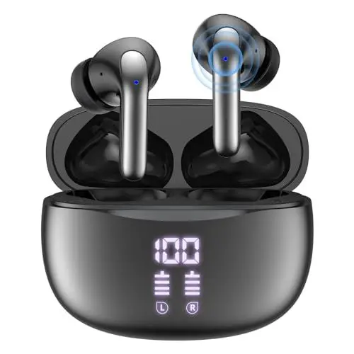 Produktbild: Kabellose Kopfhörer Bluetooth 5.3, Wireless in Ear Ohrhörer mit LED Anzeige, 40 Std Spielzeit, IPX5 Wasserdicht USB-C Earphones, Dual Mikrofon Noise Cancelling Bluetooth kopfhörer für Musik Sport