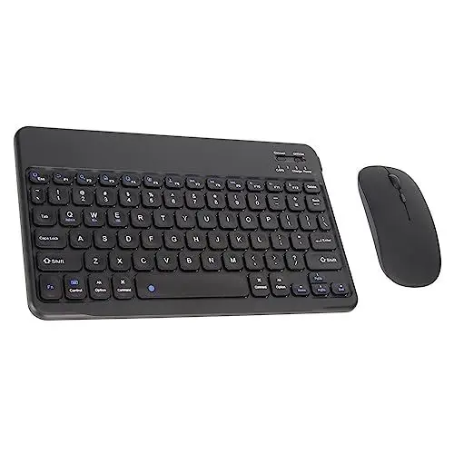 Produktbild: Kabellose Tastatur und Maus, Ultraflache Kombination, wasserdichte 2,4 G Leise, Kompakte USB-Maus und 10-Zoll-Tastatur-Set für Laptop-PC (Black)