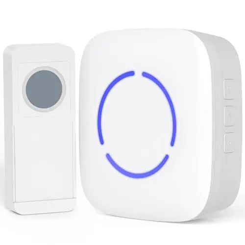 Produktbild: Kabellose Türklingel, SURNICE 300M Reichweite Steckdosen-Funkklingel, Wasserdichte elektrische Türklingel, 36 Glockenschläge, 4 Lautstärkestufen, Türklingel Batterielose mit LEB Flash, weiß (weiß)