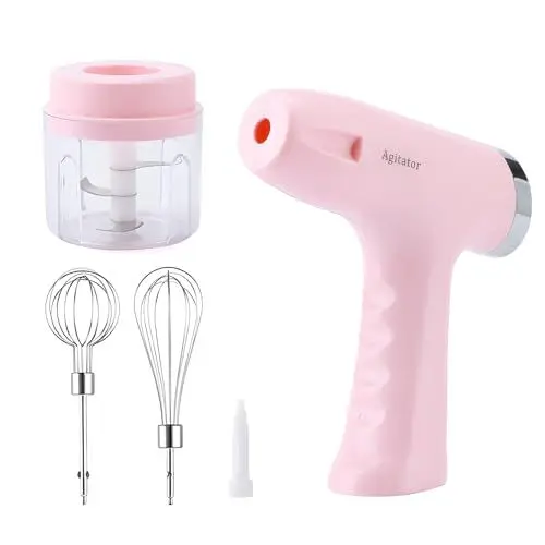 Produktbild: Kabellose wiederaufladbare Handmixer, Multi- Zerkleinerer, inkl. Schneebesen, Pürierstab, Zerkleinerer und 250 ml Mix- und Messbecher, Spülmaschinengeeignet, Einzige Taste Betrieb