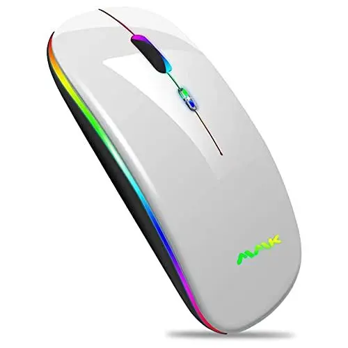 Produktbild: kabellose Bluetooth Maus für Laptop,2.4G tragbare optische USB-Funkmäuse, wiederaufladbare LED-Dual-Mode (Bluetooth 5.0 und 2.4G drahtlos) für Laptop, PC, iOS, Android, Windows,Silber