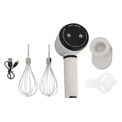 Produktbild: Kabelloser Handmixer, Elektrischer Schneebesen mit Zwei Köpfen, Wiederaufladbar, USB-Handmixer, Tragbarer Schneebesen aus Edelstahl Zum Backen von Pfannkuchen
