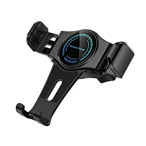 Produktbild: Kabelloses Autoladegerät, Smart Sensing Fast Charging Car Mount Auto Clamping Car Charger, LED Car Navigation Phone Mount für die Meisten Smartphones(Schwarz)