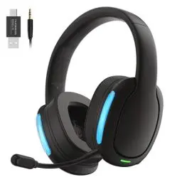 Produktbild: Kabelloses Gaming Headset für PS4 PS5 PC Switch, kabellose 2,4 GHz Gaming Kopfhörer mit abnehmbarem Mikrofon mit Geräuschunterdrückung, 7.1 Stereo Sound, 3,5 mm Kabelmodus für Xbox Seires – Schwarz