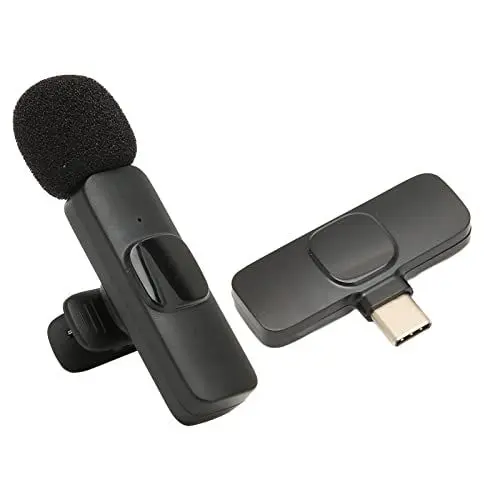 Produktbild: Garsent Kabelloses Lavalier-Mikrofon, Kabelloses Plug-Play-Kondensator-Aufnahmemikrofon mit Easy Clip, Automatischer Kopplung, Ansteckmikrofon, für die von