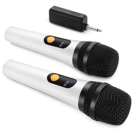 Produktbild: Kabelloses Mikrofon, FOLTUSMY Duales Digitales Dynamisches Mikrofon mit wiederaufladbarem Empfänger, 60M Reichweite, Für Gesang, Karaoke, Meetings, Kirche, Hochzeit