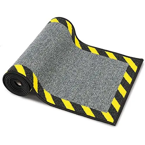 Produktbild: etm Kabelmanagement Schutzmatte Kabelmatte mit Warnumrandung für Innen - Sicherheitsmatte für Büro und Lager - Kabelschutzmatte mit antirutsch Rücken - waschbar - Kabelbrücke schwarz-gelb (40x120 cm)