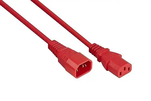 Produktbild: kabelmeister Kaltgeräteverlängerung Kaltgeräte-Stecker C14 an Kaltgeräte-Buchse C13- rot - 0,75mm² - 0,5m / 50cm