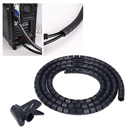 Produktbild: Kabelschlauch Schwarz Kabelkanal Spiralschlauch, Kabelschutzschlauch, Weich Schneidbar Leerrohre für Elektroleitung, Kabelmanagement für TV Computer Heimkino L 1,5/2 m, D 20mm (2