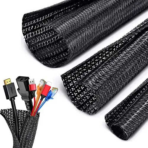 Produktbild: Kabelschlauch Schwarz (Länge 3m, Durchmesser 12 bis 20mm erweiterbar), selbstschließend kabelschutz für USB Kabel Stromkabel Audio Video Kabel, Kabelschutzschlauch Schutz vor kauenden Haustieren …