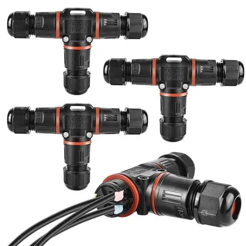 Produktbild: Kabelverbinder Wasserdicht 3 Polig, IP68 Verbindungsmuffe Erdkabel Verteilerdose 3 Wege für Ø3-12 mm Kabeldurchmesser, Verbindungsbox Abzweigdose Außen Wasserdicht, 3 Stück Schwarz