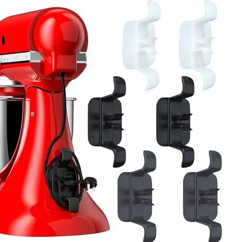 Produktbild: Kabelwickler Selbstklebend, 6 Stück Kabel Organizer Für Küchengeräte, Cable Organizer, Cable Organizer, Kabelhalter Die Auf Verschiedene Gebogene Oberflächen Passen, Für Mixer Reiskocher Air Fryer