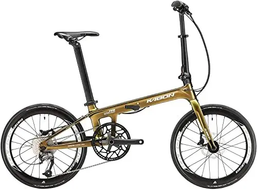 Produktbild: KABON Neues Upgrade Faltrad, 20 Zoll Carbon Fiber Rahmen mit Carbon Laufradsatz 9 Speed Mini City Bike Faltbares Fahrrad für Frauen Erwachsene Männer Ultra-Light (Chamäleon Grün)