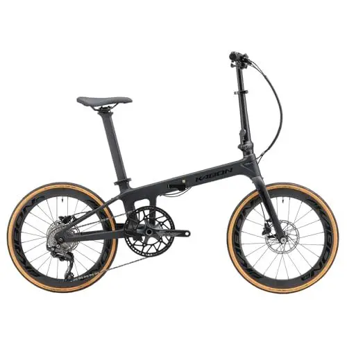 Produktbild: KABON Voll Carbon Faltrad, Leichtes 20 Zoll Carbonfaser Rahmen Klapprad mit 11 Gang Hydraulische Scheibenbremse Fahrrad mit Carbon Laufradsatz für Unisex-Erwachsene