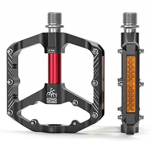 Produktbild: KADACHA Fahrradpedale,Plattformpedale mit Reflektoren, Leichtgewichtige Anti-Rutsch MTB Pedale, CNC Aluminium für Mountainbike, Rennrad, Trekkingrad (Schwarz)
