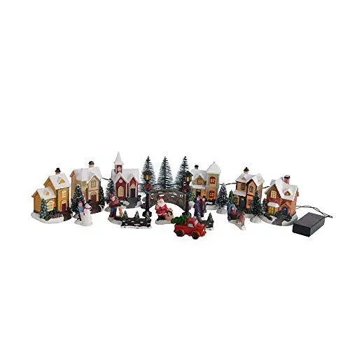 Produktbild: Kaemingk Hochwertiges LED Miniatur Dorf - 25 teilig - Weihnachtsdorf/Weihnachtswelt