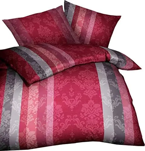Produktbild: Kaeppel Fein Biber Bettwäsche 2 TLG. 135x200cm Over Paisley Burgund Rot Silber Grau