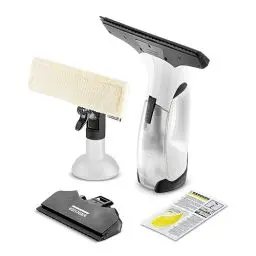 Produktbild: Kärcher Akku-Fenstersauger WV 2 Plus N, Akkulaufzeit: 35 min, LED-Ladezustandsanzeige, 2 Absaugdüsen, Sprühflasche mit Mikrofaserbezug, 20 ml Fensterreiniger-Konzentrat