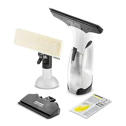 Produktbild: Kärcher Akku-Fenstersauger WV 2 Plus N, Akkulaufzeit: 35 min, LED-Ladezustandsanzeige, 2 Absaugdüsen, Sprühflasche mit Mikrofaserbezug, 20 ml Fensterreiniger-Konzentrat