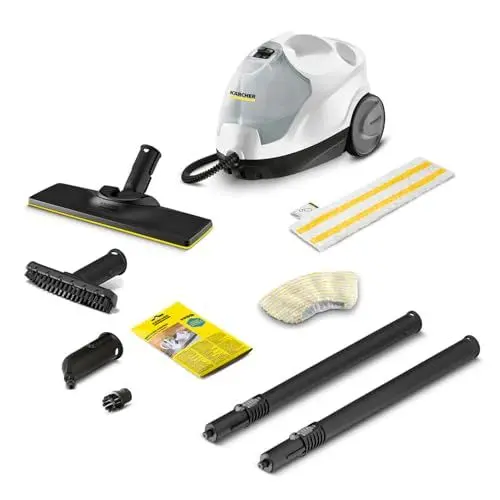 Produktbild: Kärcher Dampfreiniger SC 4 EasyFix, Dampfdruck: 3,5 bar, Aufheizzeit: 4 min., Leistung: 2.000 W, Flächenleistung: 100 m², 2-Tank-System: 0,5 l + 0,8 l, mit Bodenreinigungsset EasyFix, Düsen und Bezüge