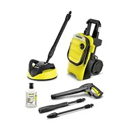 Produktbild: Kärcher Hochdruckreiniger K 4 Compact Home, Druck: max. 130 bar, Durchfluss: 420 l/h, Flächenleistung: 30 m²/h, Wasserfilter, Gewicht: 11 kg, mit Flächenreiniger T 5, Stein- und Fassadenreiniger