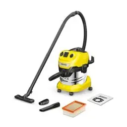 Produktbild: Kärcher WD 4 P S V-20/5/22 Nass-& Trockensauger, 20 l Edelstahlbehälter, 1000 W, 5 m Kabel, 2,2 m Saugschlauch, mit Gerätesteckdose, Clips-Bodendüse, „Pull & Push“-Verschlusssystem, Gelb