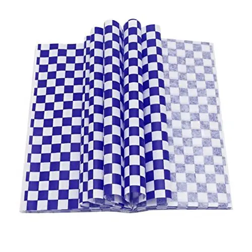 Produktbild: Käsepapier, 100 Blatt Checkered Wachspapier für Lebensmittel, Pommestüten Papier Butterbrotpapier Deli Basket Liner Lebensmittelverpackung Papier für Sandwich Fast Food Snacks Brot Hamburger (Gelb)