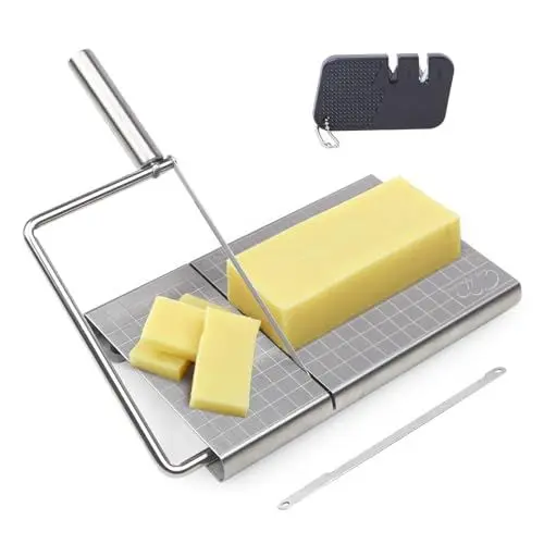 Produktbild: Käseschneider, Käsehobel Edelstahl, Draht-Käseschneider für Käsebutter，Präzise Größenskala zum Schneiden von Butter, Gemüse, Wurst, Kräutern & mehr (ohne Draht)