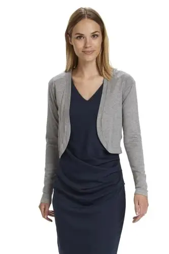 Produktbild: KAFFE Bolero Astrid Damen Bolero Astrid Elegant Jäckchen Langarm Cardigan Bolerojacke Grey Melange 3XL