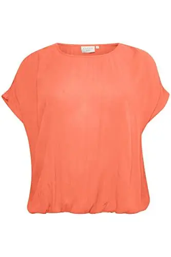 Produktbild: KAFFE CURVE Kurzarm-Bluse KCami Kaffe Damen Bluse Große Größen Damen Basic Casual Shirt Kurzarm Lassig Rundhals Vermillion Orange 44