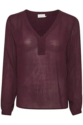 Produktbild: KAFFE Langarm-Bluse Amber Damen Bluse Amber Langarm V Ausschnitt Casual Shirt Dark Jewel 36